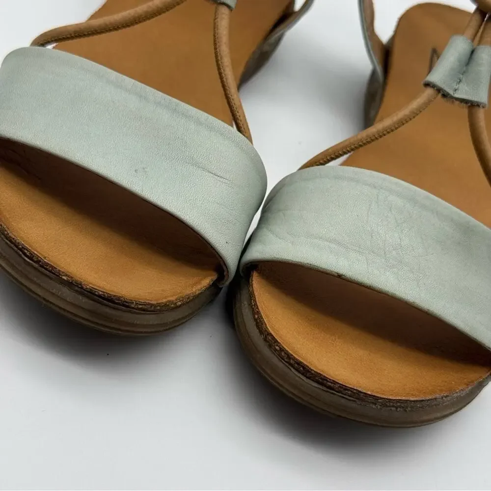 Miz Mooz Medina T Strap Leather Sandal Aquamarine Blue EU 37 US 6.5-7 - Picture 13 of 15